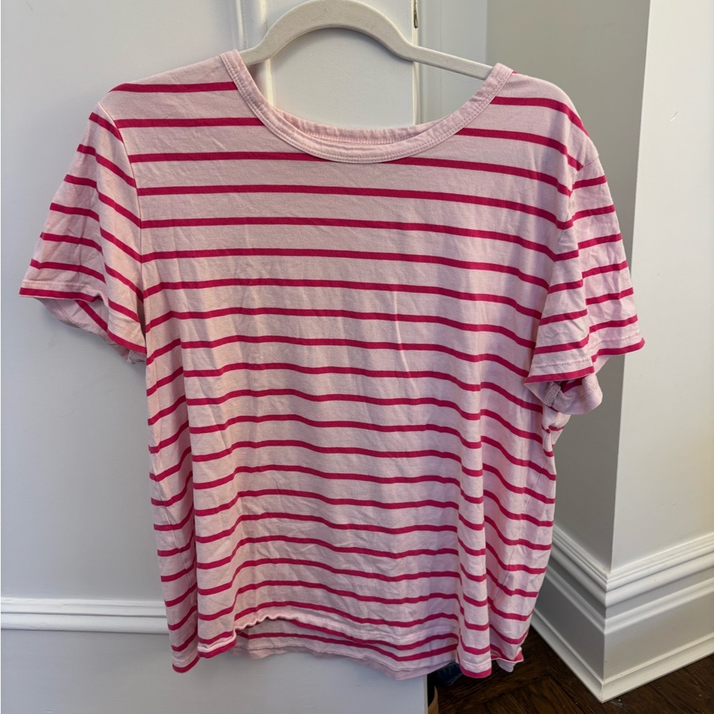 GAP Pink and Hot Pink Striped Short Sleeve Tee